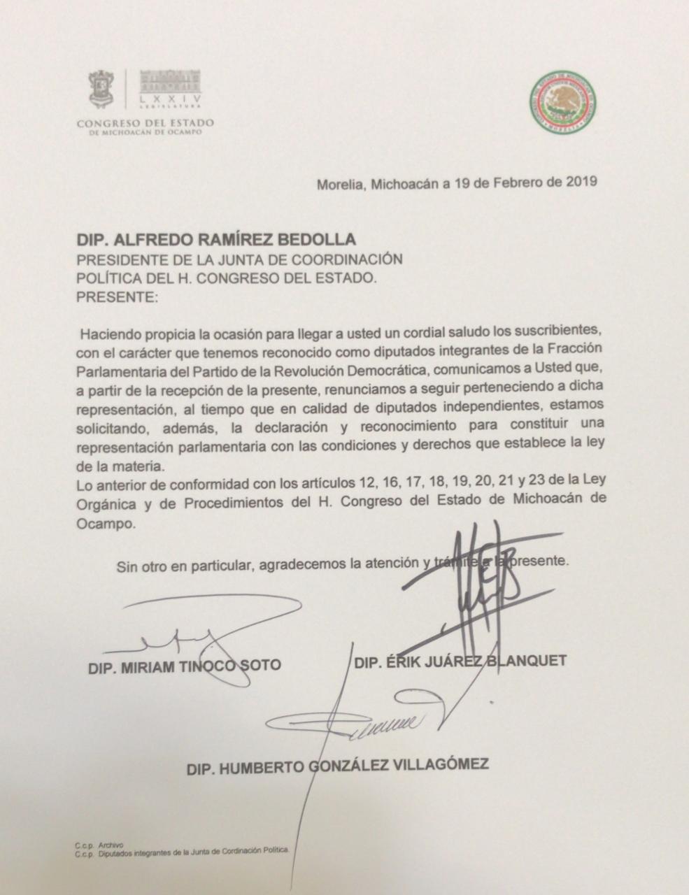  PRD se queda sin tres diputados en el Congreso del Estado