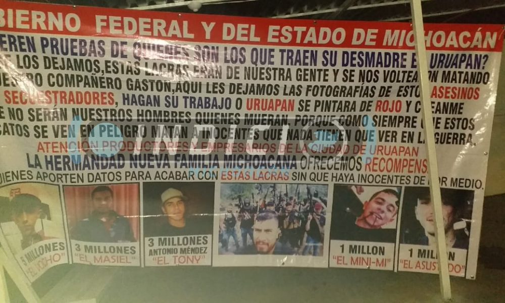  Dos narcomantas son dejadas en diferentes puntos de Uruapan