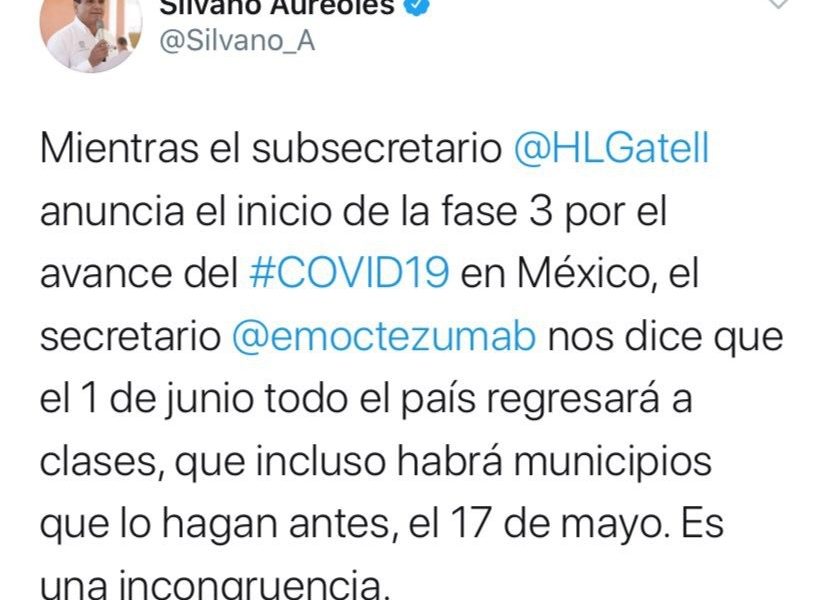  Tras declarar fase 3, Silvano pide al gobierno federal congruencia en declaraciones