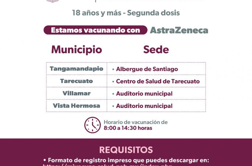  Gobierno de Michoacán vacunará contra el Covid-19 a 16 municipios este jueves 18 de agosto