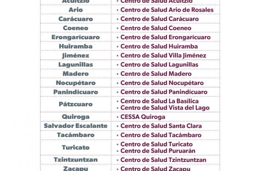  Continúa vacunación contra COVID-19 en 84 municipios de Michoacán