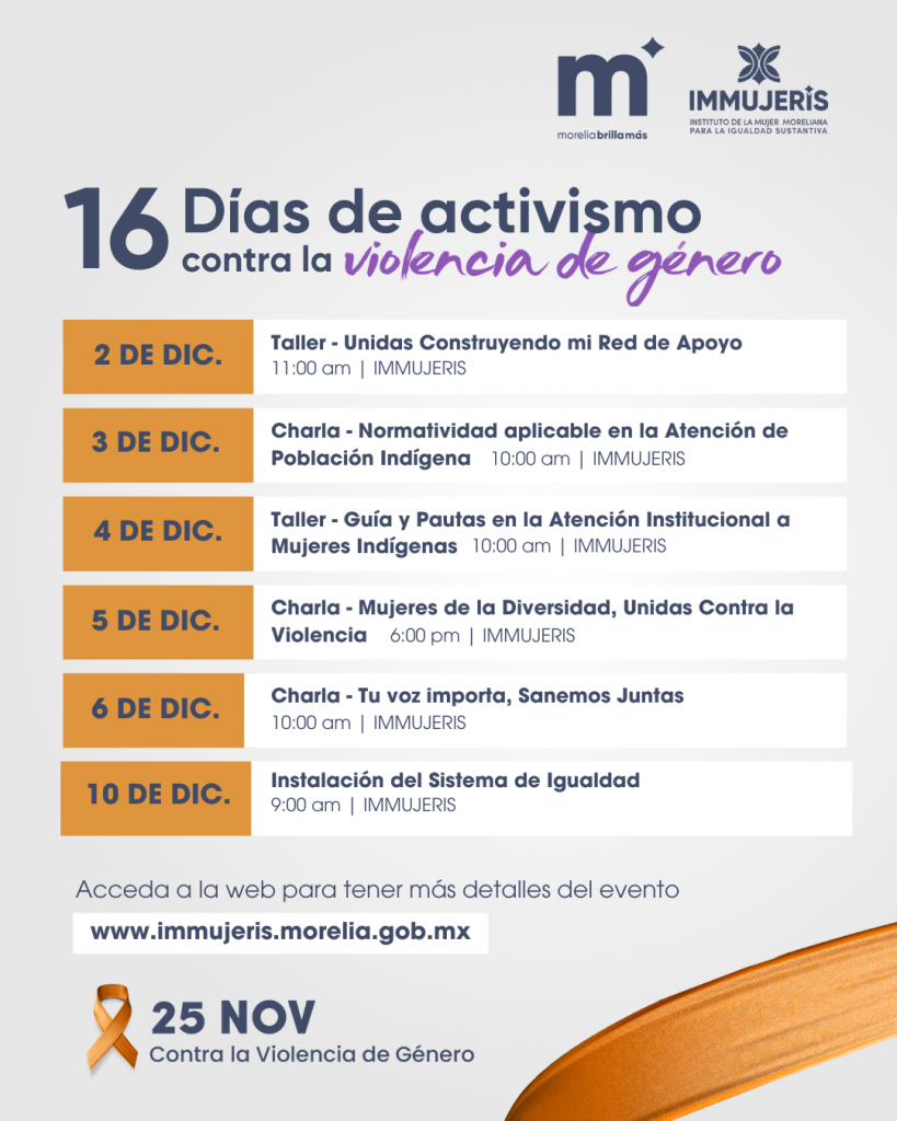 Gobierno de Morelia invita a la ciudadanía a las actividades contra la violencia de género por el 25N 2 2