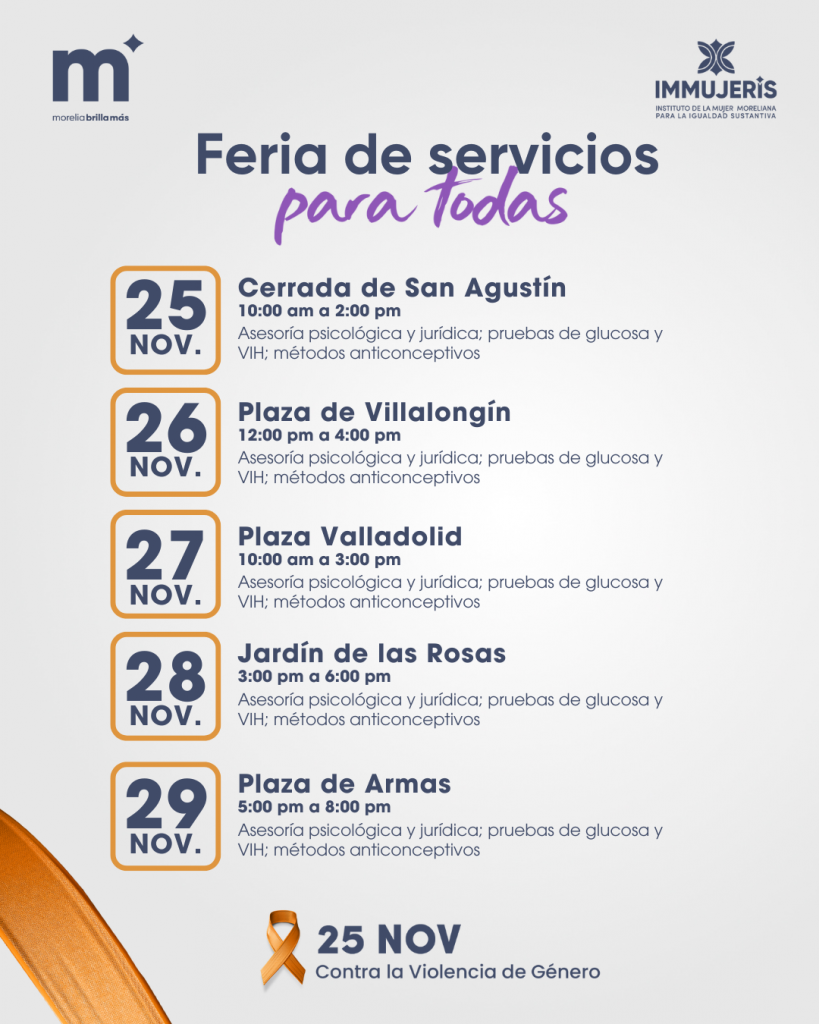 Gobierno de Morelia invita a la ciudadanía a las actividades contra la violencia de género por el 25N 1 3 1